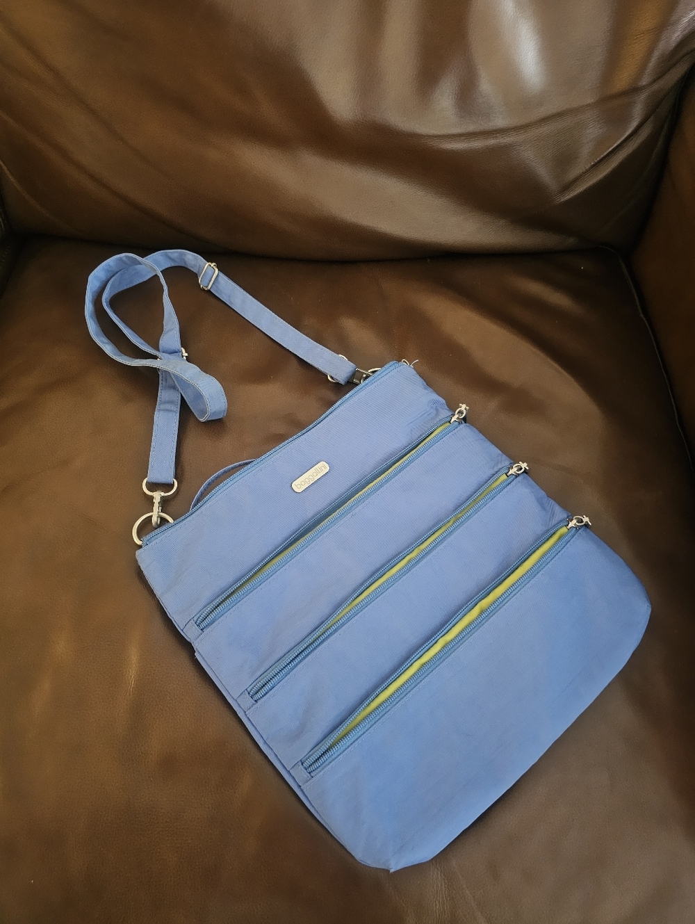 Baggallini Light Blue Triple-Zip Crossbody Bag